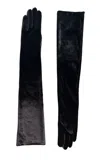 Agnelle Glamour Velvet Gloves In Black