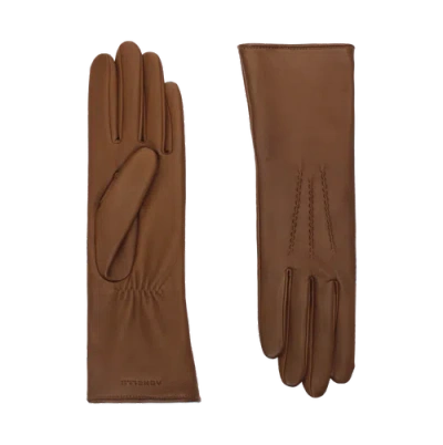 Agnelle Grace Leather Gloves In Burgundy