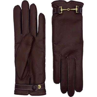 Agnelle Greco Bit Hardware Leather Gloves In Whisky