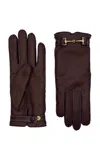 Agnelle Greco Bit Hardware Leather Gloves In Brown