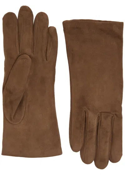 Agnelle Ines Suede Gloves In Taupe