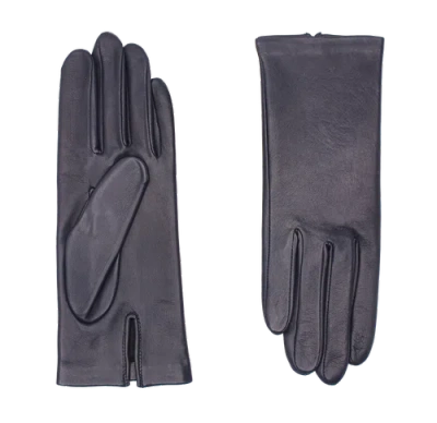 Agnelle Kate Leather Gloves In Gray