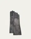 Agnelle Lady Lambskin Leather Gloves In Black