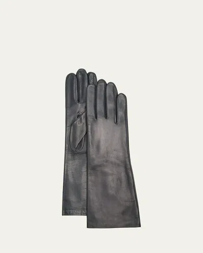 Agnelle Lady Lambskin Leather Gloves In Black