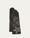 Agnelle Lady Studded Star Leather Gloves In Noir