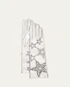 Agnelle Lady Studded Star Leather Gloves In Silver