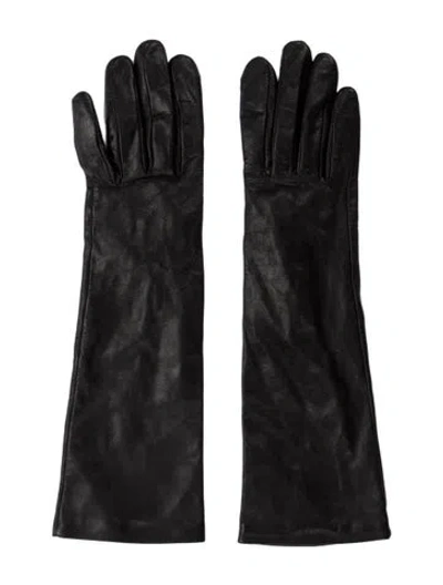 Pre-owned Agnelle Leather Gloves In Black