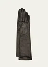 Agnelle Opera Leather Gloves Elbow Length In Black