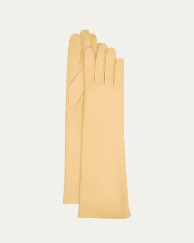 Agnelle Long Leather Gloves In Brown