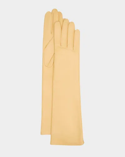 Agnelle Long Leather Gloves In Yellow