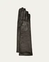 Agnelle Long Leather Gloves In Green