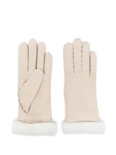 Agnelle Marie Louise Leather Gloves In Cream