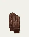 Agnelle Men's Darius Cashmere-lined Leather Gloves In Brown