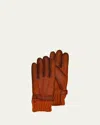 Agnelle Men's Darius Cashmere-lined Leather Gloves In Brown
