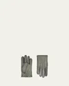 Agnelle Men's Patina Leather Gloves In Kaki Patina