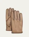 Agnelle Men's Patina Leather Gloves In Sable