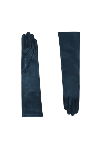 Agnelle Opera Leather Gloves Elbow Length In Blue
