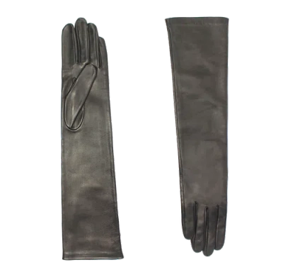 Agnelle Opera Leather Gloves Elbow Length In Brown