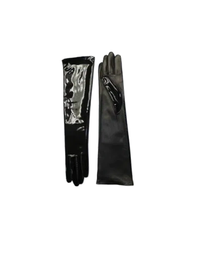 Agnelle Patent Leather Gloves Elbow Length In Black