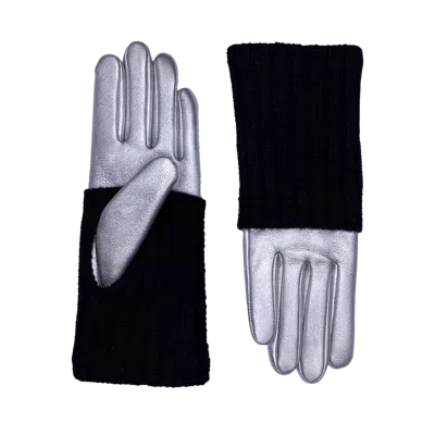 Agnelle Polka Leather And Alpaca Glove In Black