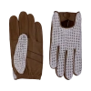 Agnelle Steve Lambskin And Ecru Cotton Crochet Driving Glove In Brown