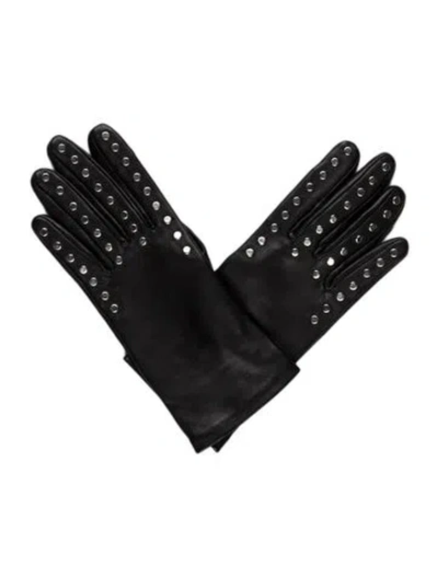 Pre-owned Agnelle Studded Leather Gloves  W/tags In Black