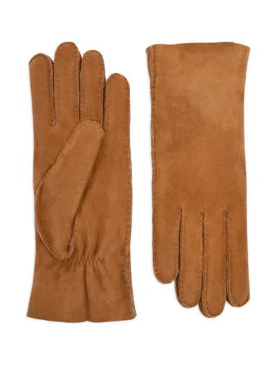 Agnelle Suede Gloves In Brown