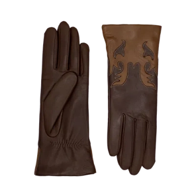 AGNELLE AGNELLE TRISSY BOOT PATTERNED ALPACA LINED LAMBSKIN GLOVES