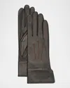 Agnelle Two-tone Classic Leather Gloves In Black Cardinal
