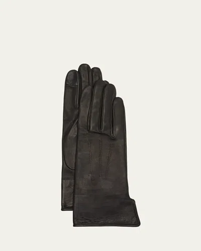 Agnelle Two-tone Classic Leather Gloves In Black/brown