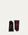 Agnelle Two-toned Lambskin Leather Gloves In Noir Cardininal