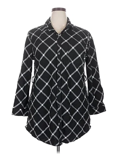 Pre-owned Agnes & Dora 3/4 Sleeve Button Down Shirt In Black