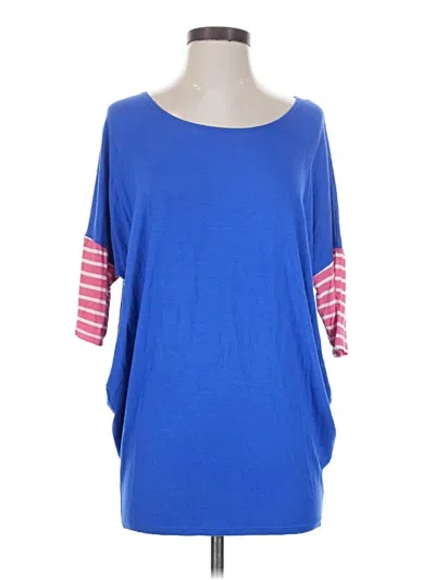 Pre-owned Agnes & Dora 3/4 Sleeve Top Blue Boatneck Tops