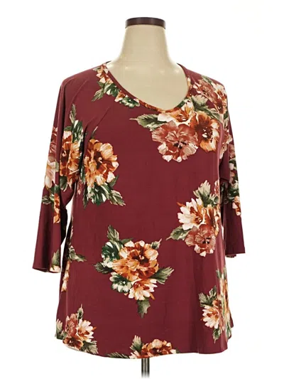 Pre-owned Agnes & Dora 3/4 Sleeve T-shirt In Burgundy