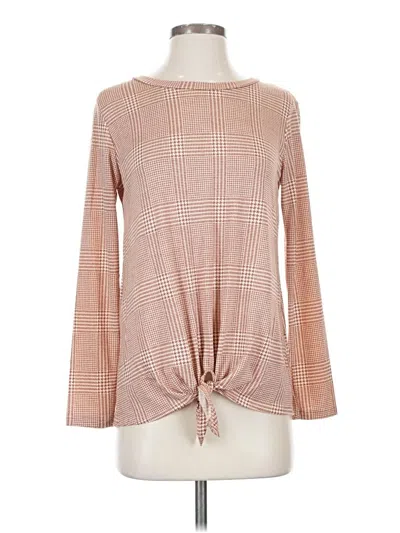 Agnes & Dora Long Sleeve Top Brown Crew Neck Tops In Pink