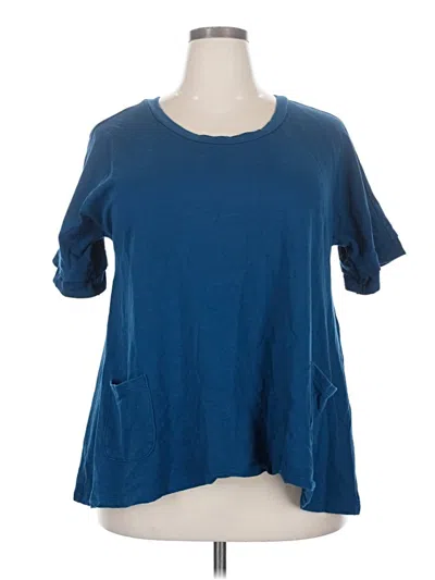 Pre-owned Agnes & Dora Short Sleeve Top Blue Crew Neck Tops