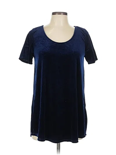 Pre-owned Agnes & Dora Short Sleeve Top Blue Scoop Neck Tops