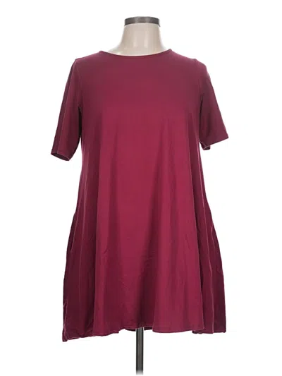 Pre-owned Agnes & Dora Short Sleeve Top Burgundy Crew Neck Tops