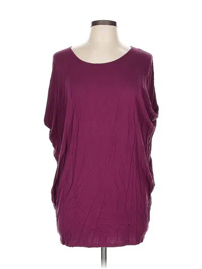 Pre-owned Agnes & Dora Short Sleeve Top Burgundy Scoop Neck Tops