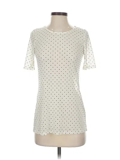 Pre-owned Agnes & Dora Short Sleeve Top Ivory Polka Dots Pattern Square Neckline Tops In White