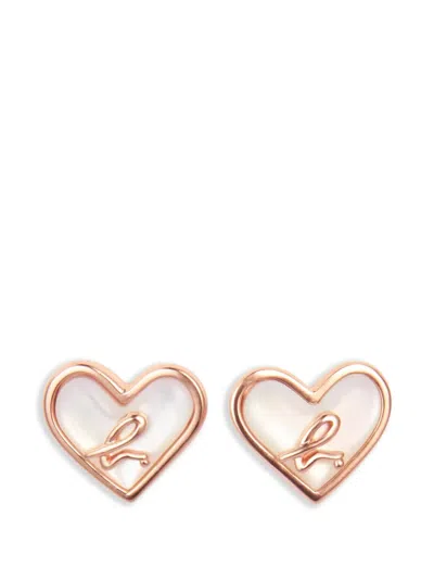 Agnès B. About Love Heart Logo Earrings In Gold
