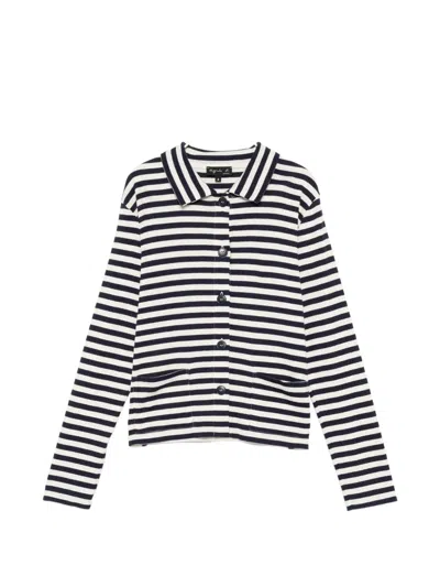 Agnès B. Alberto Striped Cardigan In Black