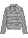 Agnès B. Alberto Striped Tweed Jacket In Black
