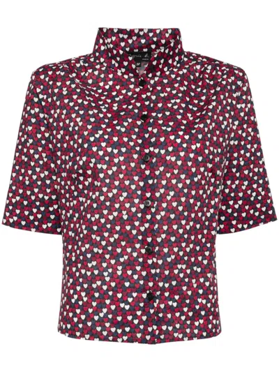 Agnès B. All-over Heart Print Shirt In Red