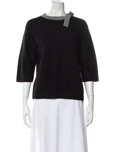 Pre-owned Agnès B. Alpaca Bateau Neckline Sweater In Black