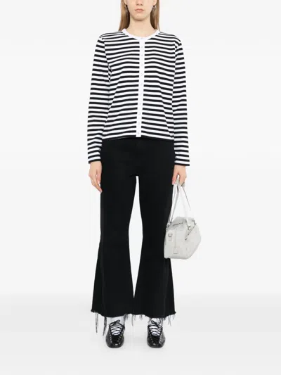 Agnès B. Astro Striped Cardigan In White