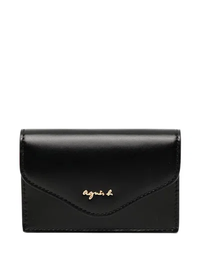 Agnès B. Ava Leather Card Case Wallet In Black