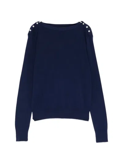 Agnès B. Badiane-pearl Snap Sweater In Blue