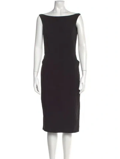 Pre-owned Agnès B. Bateau Neckline Knee-length Dress In Black
