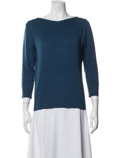 Pre-owned Agnès B. Bateau Neckline Sweater In Blue